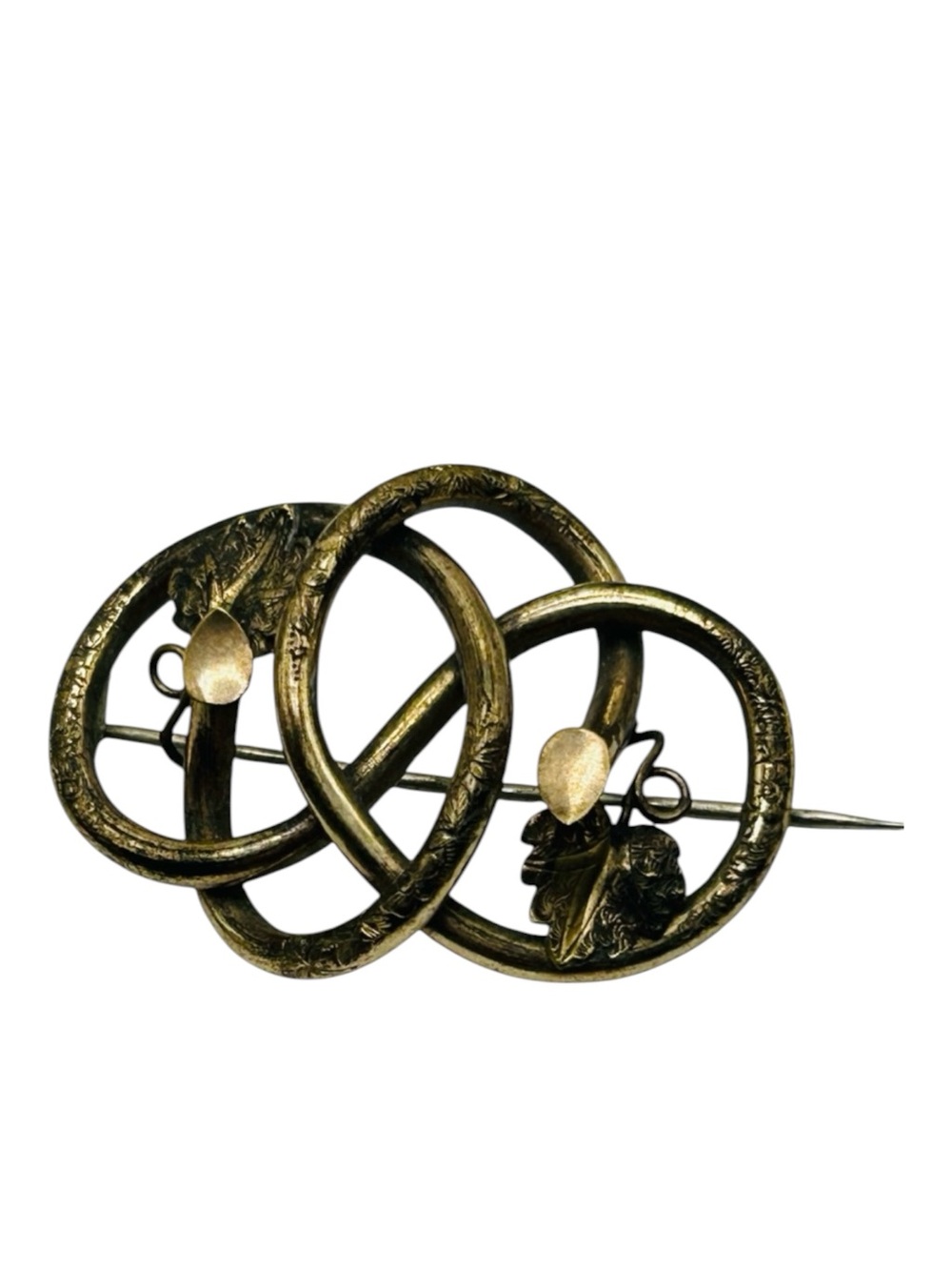 Georgian/Victorian Lovers Knot Snake Rolled Gold Brooch